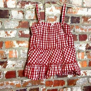 Gingham Red/White Blouse Girls 3T Ruffled Top